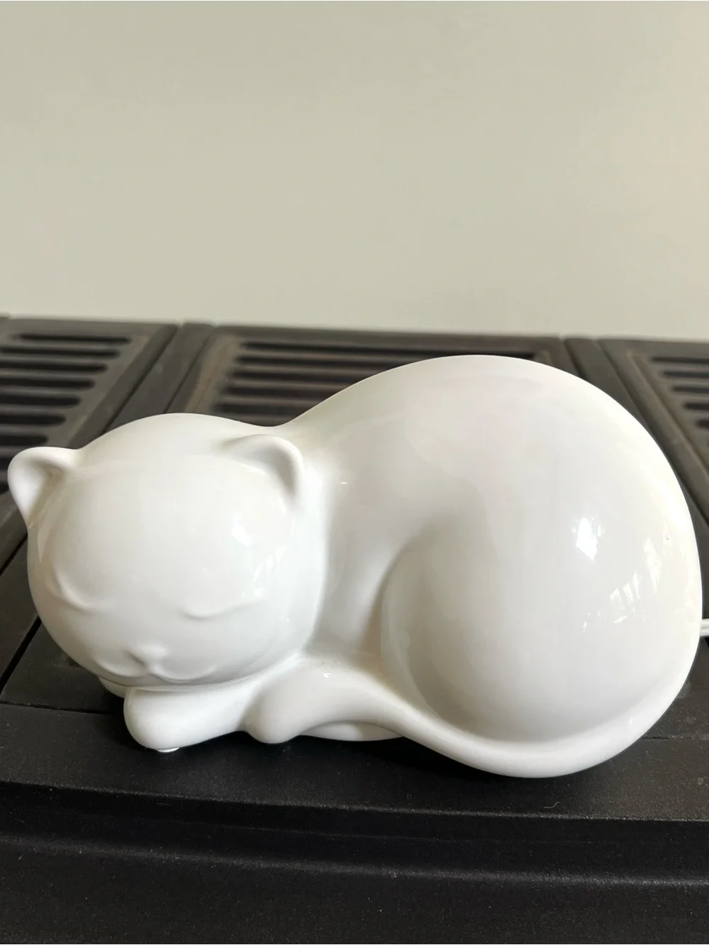 Sleeping Kitten or Cat Lamp Originally from Target White Ceramic Lamp Soft Light